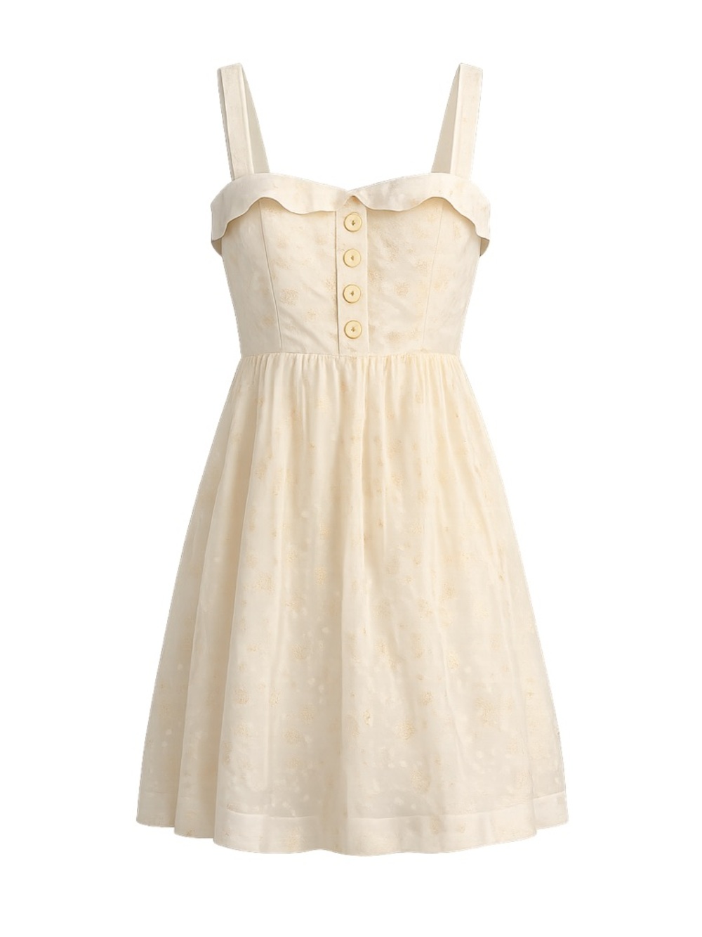 Maeve Anthropologie Cream Swiss Dot Dress | Smocked Back Button Front Mini Sz 4